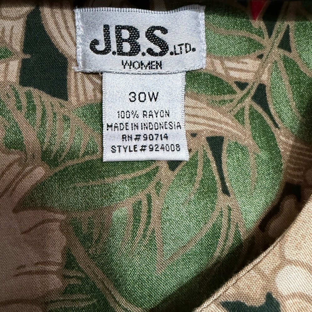 90s Plus Size J.B.S. Green Floral Maxi Dress - Size 30W - Picture 5 of 5